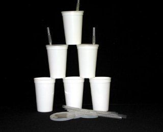 12 16 Ounce White Plastic Drinking Glasses, Lids and Straws Made in America, Lead Free, Food Safe, No BPA. Free Shipping. Microwaveable, Dishwsher Safe Top Shelf: Tumblers: Kitchen & Dining