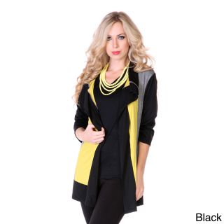 Aster By Firmiana Womens Colorblocked Open Cardigan Black Size S (4 : 6)