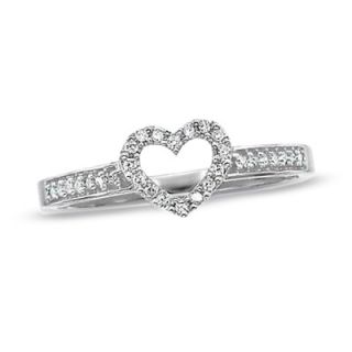 10 CT. T.W. Diamond Heart Ring in 10K White Gold   Zales