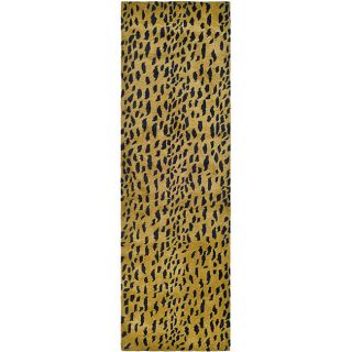Handmade Soho Leopard Skin Beige N. Z. Wool Runner (26 X 8)
