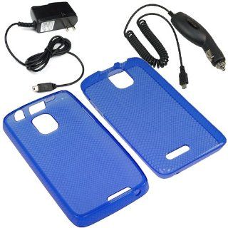 Eagle TPU Sleeve Gel Cover Skin Case for Cricket ZTE Engage LT N8000 + Car + Home Charger Blue Cell Phones & Accessories