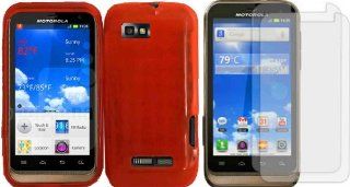 For Motorola Defy XT556 TPU Cover Case Red+LCD Screen Protector: Cell Phones & Accessories