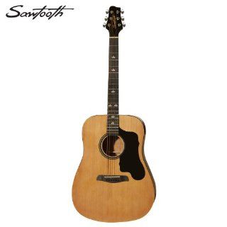 Sawtooth Acoustic Guitar with Custom Black Pickguard Shape: Musical Instruments