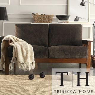 Tribecca Home Mission Dark Brown Champion Fabric Loveseat