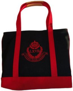 Women's Ralph Lauren Purse Handbag McCallister Medium Zip Tote Black/Red Top Handle Handbags Clothing