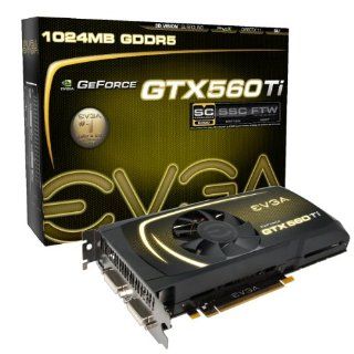 EVGA GeForce GTX 560 Ti Superclocked 1024 MB GDDR5 PCI Express 2.0 2DVI/Mini HDMI SLI Ready Limited Warranty Graphics Card, 01G P3 1563 AR: Computers & Accessories