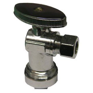 LASCO 06 9293 Quarter Turn Angle Stop Valve 5/8 Inch OD (1/2 Inch Copper, 5/8 Inch PEX or OD Cpvc) Quick Connect X 3/8 Inch Compression, Chrome Plated Brass   Pipe Fittings  