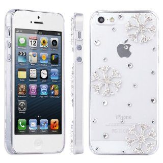 Pandamimi ULAK(TM) Crystal Clear Luxury Bling Princess Style 3D Romantic White Snowflake Pattern Hard Case Cover for iPhone 5S 5 + Screen Protector: Cell Phones & Accessories