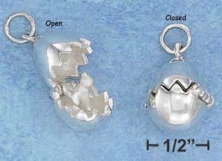 Sterling Silver 3d Egg Pendant with Baby Chick Inside