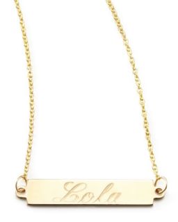 Personalized Gold Bar Pendant Necklace, 18   Zoe Chicco