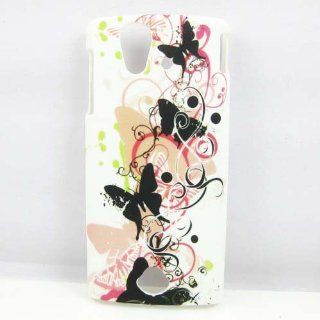 New Pink butterfly/Black Butterfly Hard Rubber Case Cover Skin For Sony Ericsson Xperia Ray St18i: Cell Phones & Accessories
