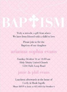Noteworthy Collections Girl Baptism Pattern Invitations Hatch Pattern Pink Baptism Invitation   Pack of 20: Health & Personal Care