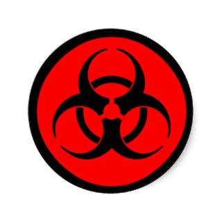 Red & Black Biohazard Symbol Sticker