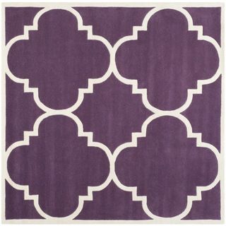 Safavieh Handmade Moroccan Chatham Purple Geometric Wool Rug (89 Square)