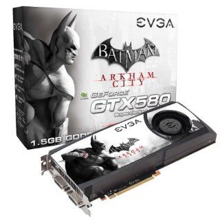 EVGA GeForce GTX 580 SuperClocked with Free "Batman: Arkham City" Game Download coupon included, 1536 MB GDDR5, Dual DualLink DVI, mini HDMI and PCI E 2.0 SLI Graphics Card   015 P3 1582 A1: Computers & Accessories