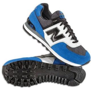 New Balance Big Kids 574 Suede ( sz. 03.5, Royal Blue/White/Grey/Black ): Shoes