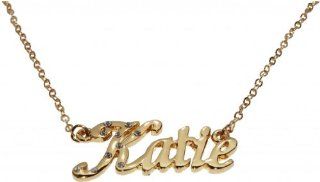 Name Necklaces Katie   Personalized Necklace Gold Plated 18K, Belcher Chain, 2mm Thick: Zacria: Jewelry