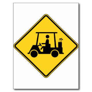 Golf Cart Crossing Sign Postcards
