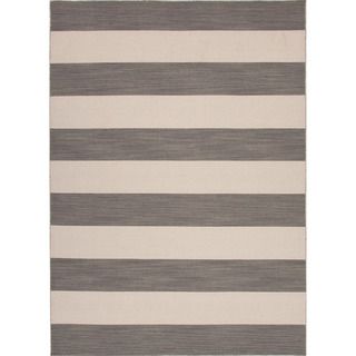 Handmade Flat Weave Stripe Pattern Gray/ Black Rug (2 X 3)
