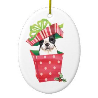 Happy Howliday Boston Terrier Christmas Ornaments