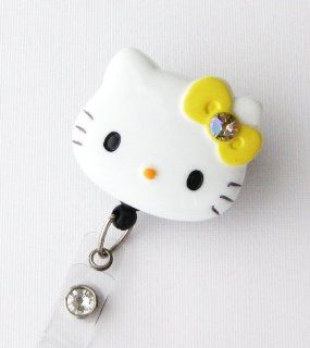 ID Badge Reel   Kitty Yellow Bow with crystal: Jewelry