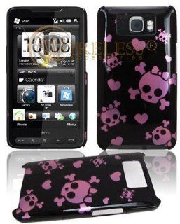 Premium   HTC HD2 Clip On Protex Engraved Pink Cutie Skull/Black TD Protective Case(Carrier:T Mobile)   Faceplate   Case   Snap On   Perfect Fit Guaranteed: Cell Phones & Accessories