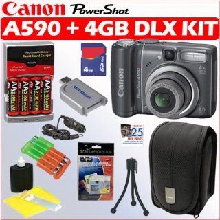Canon PowerShot A590IS 8.0MP Digital Camera + 4GB Deluxe Accessory Kit : Camera & Photo