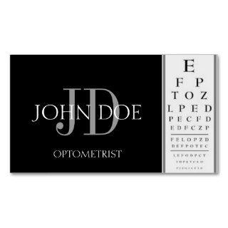 Optometrist Chart Black Business Cards