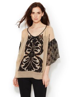 Easy Printed Silk Peasant Top by Tracy Reese