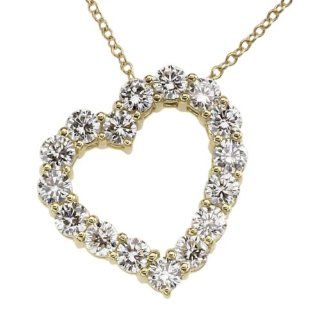 18k Yellow Gold Floating Heart Pendant (1.10 cttw, E F Color, VS1 VS2 Clarity), 16": Pendant Necklaces: Jewelry