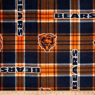 NFL Fleece Chicago Bears Plaid Blue/Orange Fabric: