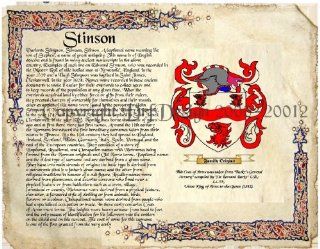 Stinson Coat of Arms/ Family Crest on Fine Paper and Family History Buy 1 get 1 FREE   Picture