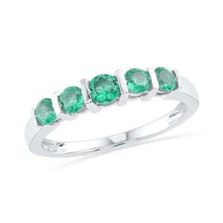 Lab Created Emerald Five Stone Anniversary Band in Sterling Silver