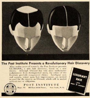 1935 Ad Post Institute Utrasol Hair Loss Treatment   Original Print Ad  