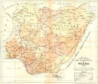 NIGERIA: Map of the Colony and Protectorate of Nigeria 1935, 1936   Wall Maps