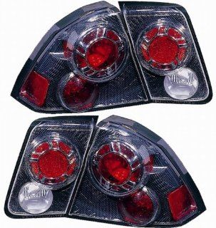 Honda Civic Sedan Replacement Tail Light Assembly (Inner and Outer, Carbon Fiber)   1 Pair Automotive