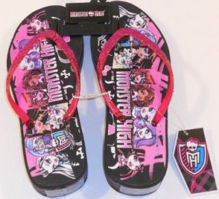 Monster High Girls Flip Flop Sandals Wedge Heel Pink Sparkles Size Youth XL 4/5: Monster High Dolls: Shoes