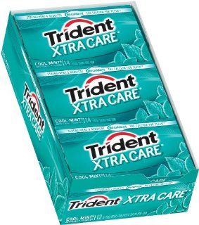 Trident Xtra Care Gum, Cool Mint, 14 Piece Packs (Pack of 12) : Chewing Gum : Grocery & Gourmet Food