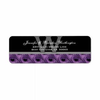 Purple Peacock Feathers Return Address Label