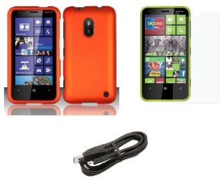 Nokia Lumia 620   Premium Accessory Kit   Orange Hard Shell Case Shield Cover + ATOM LED Keychain Light + Screen Protector + Micro USB Cable: Cell Phones & Accessories