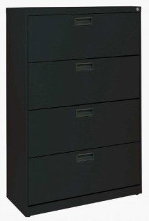 4 Drawer Lateral Steel File Cabinet (Black) (52.625"H x 30"W x 18"D) : Office Products