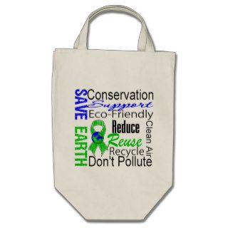 Save Earth Environment Awareness Collage Canvas Bags