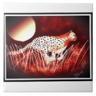 Cheetah ceramic decorative tile