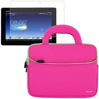 BIRUGEAR Hot Pink Neoprene Travel Handle Carrying Sleeve Case with Screen Protector for ASUS MeMO Pad 10 (ME102A)   10.1'' Android Tablet: Computers & Accessories