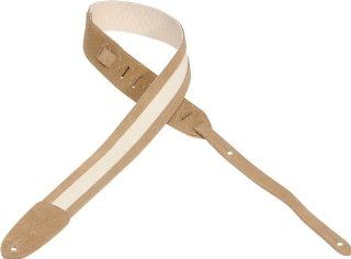 Levy's Leathers, M12SC SND, 2" cotton guitar strap with suede ends and trim, Sand: Musical Instruments