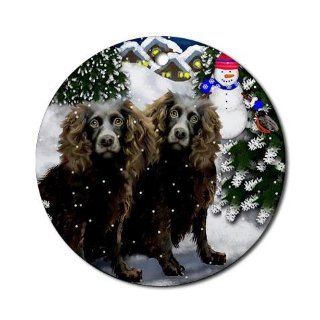 Boykin Spaniel Dog Round Porcelain Christmas Ornament, 2 7/8" Kitchen & Dining