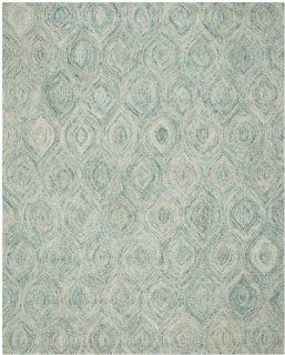 Safavieh IKT631A Ikat Collection Wool Area Rug, 8 Feet by 10 Feet, Ivory and Sea Blue   Handmade Rugs