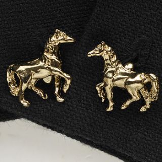 horse cufflinks in 24 ct gold on silver by simon kemp jewellers