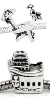 Pro Jewelry "Cruise Ship and Beach Chair Charm" Charm Bead for Snake Chain Charm Bracelets: Jewelry
