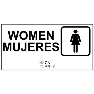 ADA Women With Symbol Braille Sign RSMB 650 SYM BLKonWHT Restrooms : Business And Store Signs : Office Products